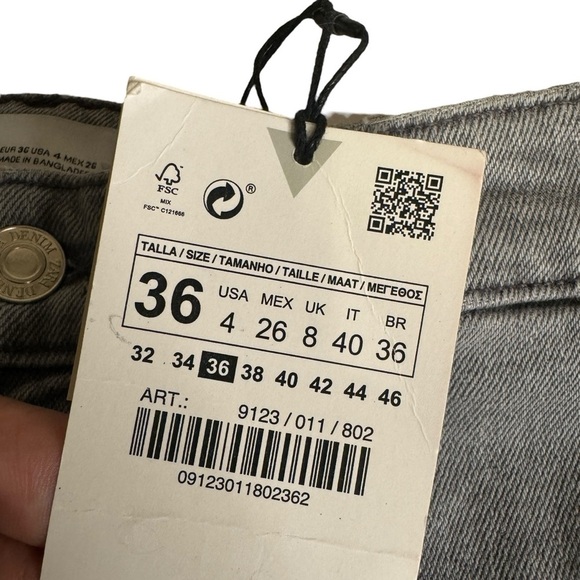 NWT Zara Gray High Rise Skinny Ankle distressed denim Jeans Womens 4 - Picture 5 of 11